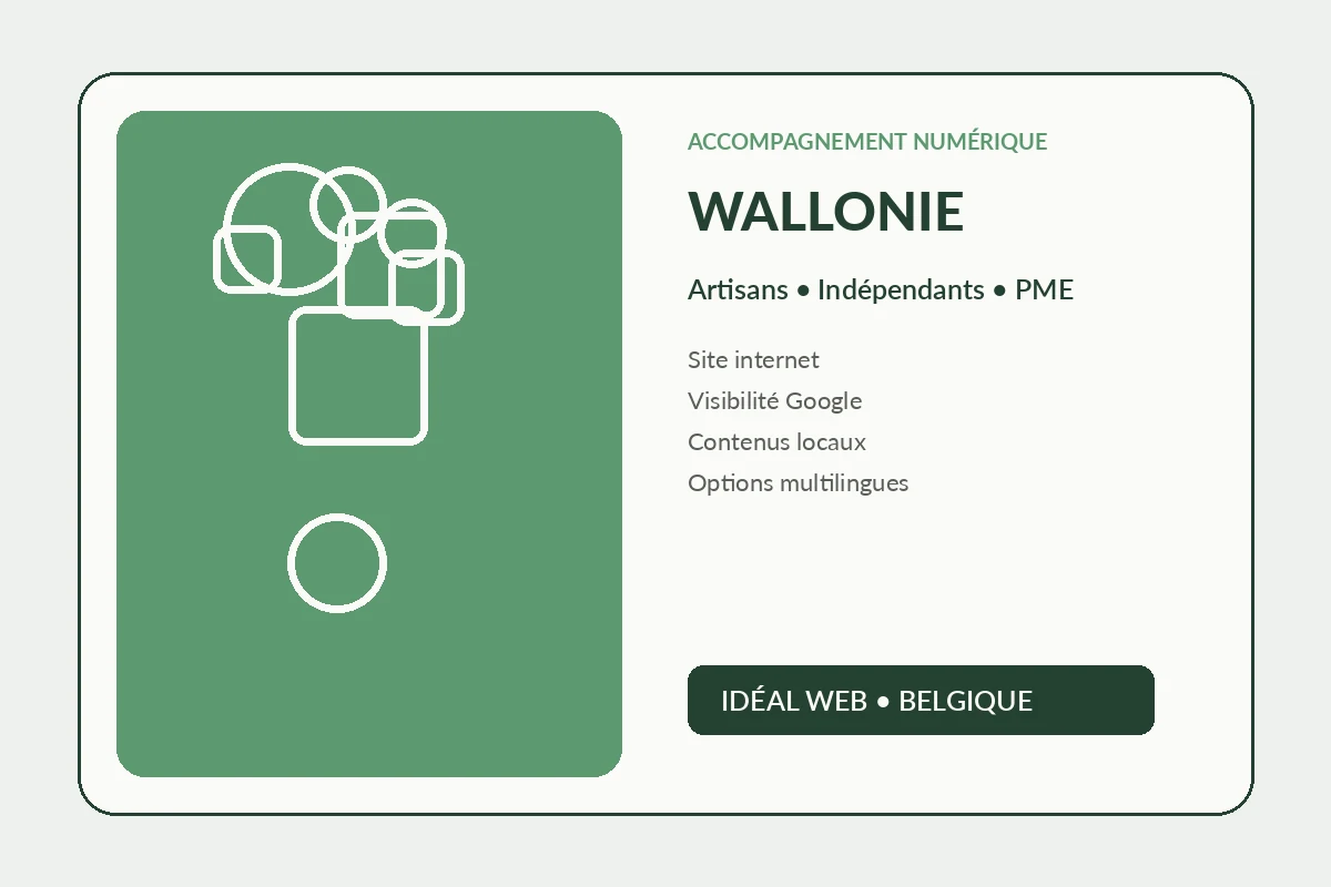 Site professionnel pour un artisan ou une PME en Wallonie, avec services, réalisations et contact