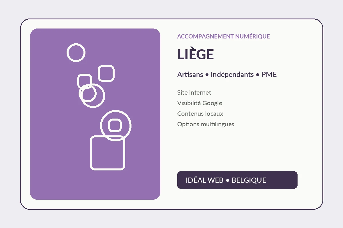 Site professionnel pour une entreprise à Liège, avec prestations, zone d’intervention et contact