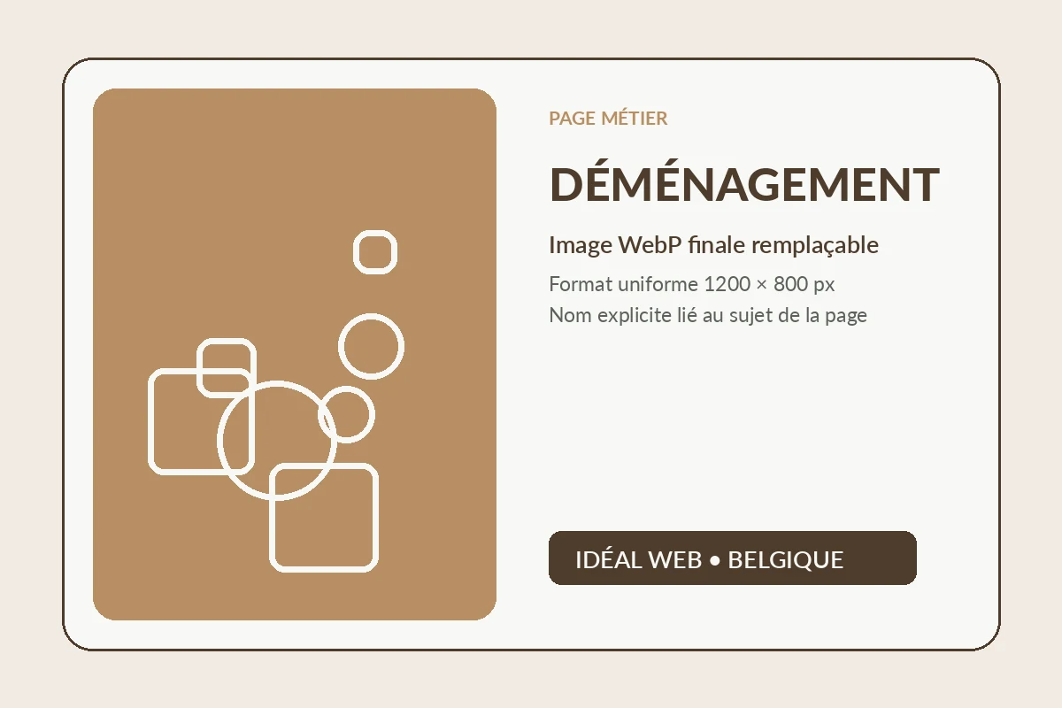 Exemple de site internet pour entreprise de déménagement avec volume, accès, services, zones et demande de devis