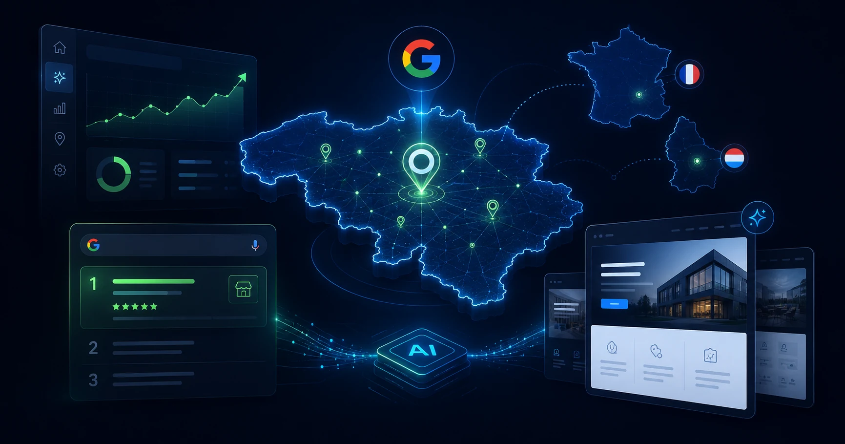 Référencement local Belgique, site web IA et visibilité Google avec Ideal Web